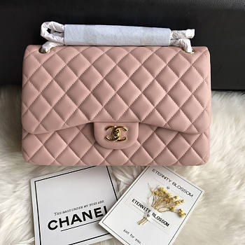 Chanel Flap Bag Light Pink Caviar Silver Hardware Jumbo Size 30 cm