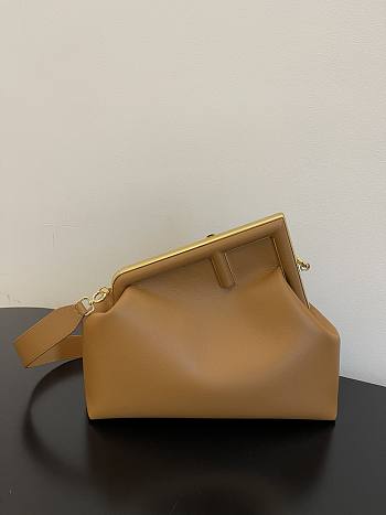 FENDI First Medium Leather Bag Brown Size 32.5 x 15 x 23.5 cm