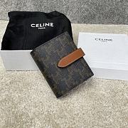 Celine Small Strap Wallet In Triomphe Canvas Size 10.5x9x2cm - 1