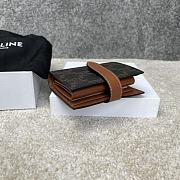 Celine Small Strap Wallet In Triomphe Canvas Size 10.5x9x2cm - 3