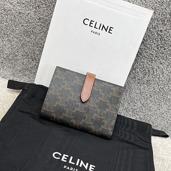 Celine Medium Strap Wallet In Triomphe Canvas Size 14 x 10.5 cm