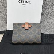 Celine Medium Strap Wallet In Triomphe Canvas Size 14 x 10.5 cm - 3