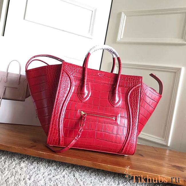 Celine Micro Luggage Calfskin Handbag In Red Size 30 x 28 x 24 cm - 1