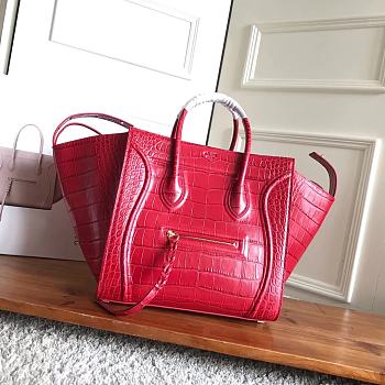 Celine Micro Luggage Calfskin Handbag In Red Size 30 x 28 x 24 cm