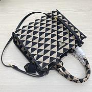 Prada Symbole Jacquard Fabric Bag Black/Beige 1BA354 Size 28 × 22 × 9 cm - 5