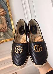 Gucci Leather Espadrille Double G Black  - 5