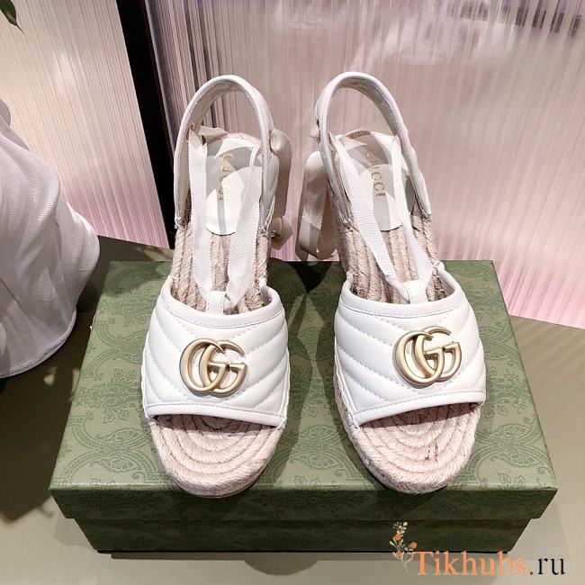 Gucci Leather Platform Espadrille White - 1