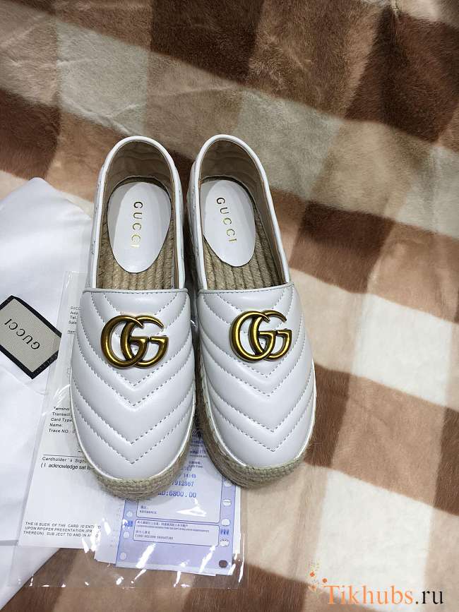Gucci Leather Espadrille Double G White 02 - 1