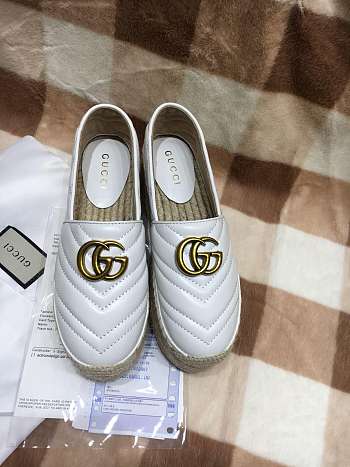 Gucci Leather Espadrille Double G White 02