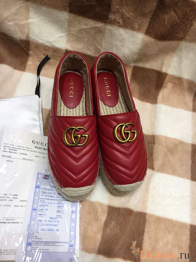 Gucci Leather Espadrille Double G Red 02 - 1