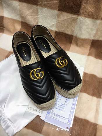 Gucci Leather Espadrille Double G Black 02