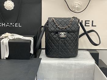 Chanel Black Silver Hardware Backpack 91120 Size 25 x 20 x 10 cm