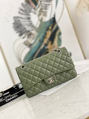 Chanel Flap Bag Green Lambskin Silver Hardware Size 25 cm - 1