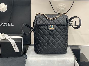 Chanel Black Gold Hardware Backpack 91120 Size 28 x 23 x 13 cm