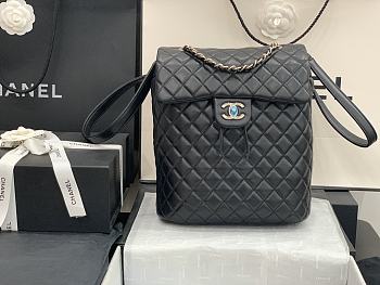 Chanel Black Gold Hardware Backpack 91120 Size 30 x 25 x 15 cm