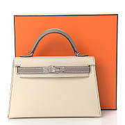 Hermes Epsom Horseshoe Mini Kelly Sellier 20 Nata Etoupe Silver Hardware - 1