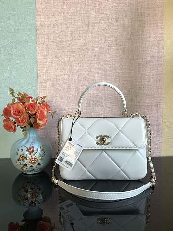 Chanel Trendy Handle 92236 White Gold Hardware Size 25 x 17 x 12 cm