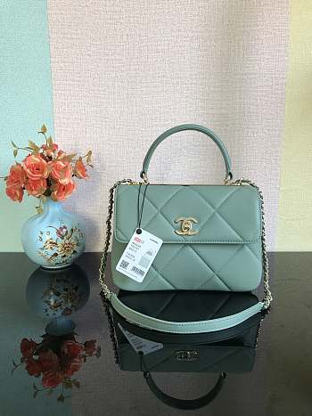 Chanel Trendy Handle 92236 Green Gold Hardware Size 25 x 17 x 12 cm