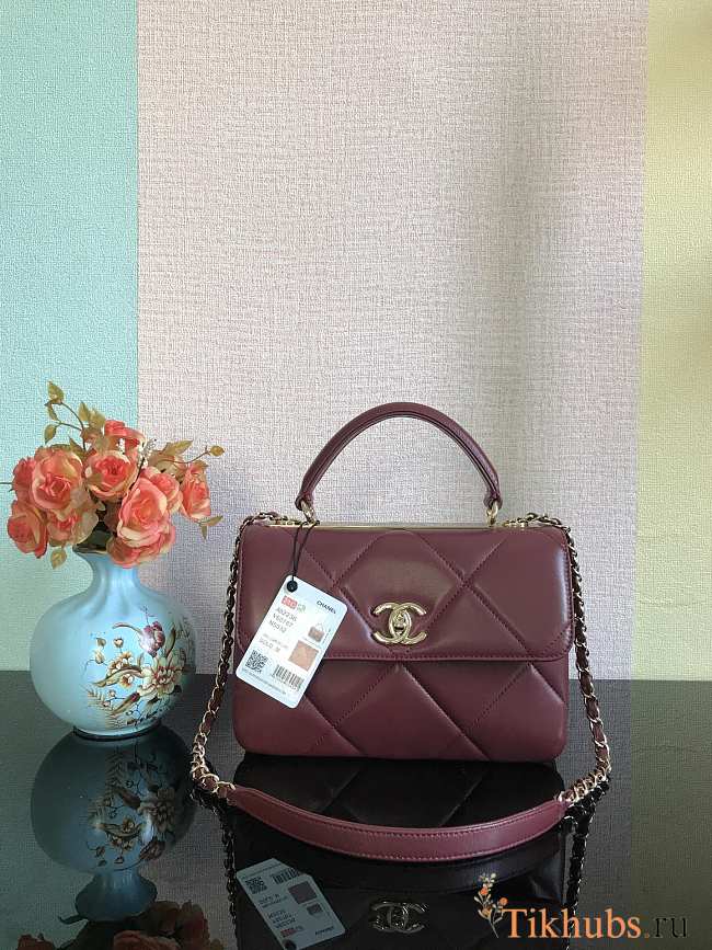 Chanel Trendy Handle 92236 Wine Red Gold Hardware Size 25 x 17 x 12 cm - 1