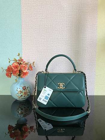 Chanel Trendy Handle 92236 Dark Green Gold Hardware Size 25 x 17 x 12 cm