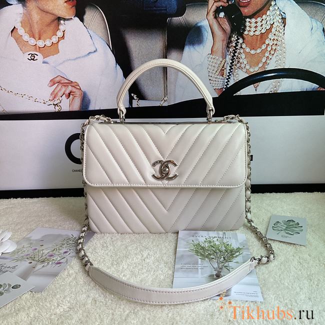 Chanel Trendy 92236V White Silver Hardware Size 25 x 17 x 12 cm - 1