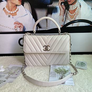 Chanel Trendy 92236V White Silver Hardware Size 25 x 17 x 12 cm