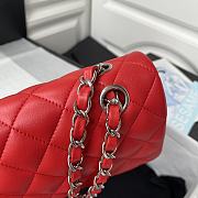 Chanel Flap Bag Lambskin Red Silver Hardware Size 23 cm - 5