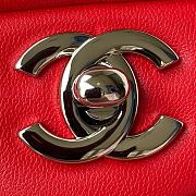 Chanel Flap Bag Lambskin Red Silver Hardware Size 23 cm - 3