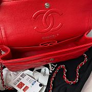 Chanel Flap Bag Lambskin Red Silver Hardware Size 23 cm - 2
