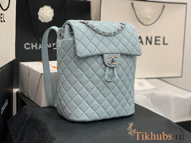 Chanel Blue Silver Hardware Backpack 91121 Size 28 x 23 x 13 cm - 1