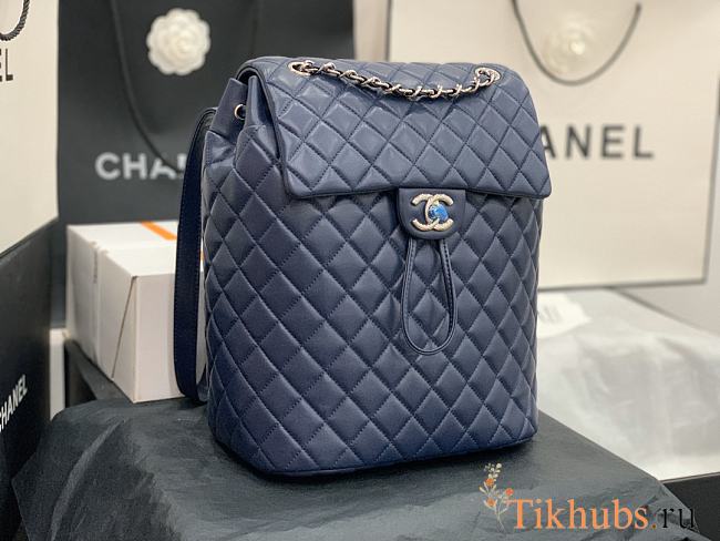 Chanel Deep Blue Silver Hardware Backpack 91122 Size 30 x 25 x 15 cm - 1