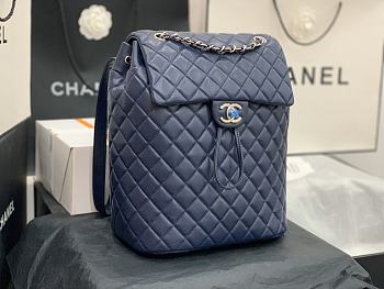 Chanel Deep Blue Silver Hardware Backpack 91122 Size 30 x 25 x 15 cm