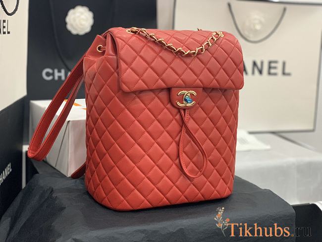 Chanel Red Silver Hardware Backpack 91122 Size 30 x 25 x 15 cm - 1