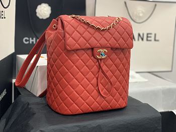 Chanel Red Silver Hardware Backpack 91122 Size 30 x 25 x 15 cm