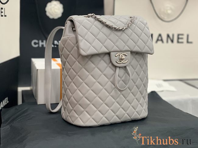 Chanel Gray Silver Hardware Backpack 91122 Size 28 x 23 x 13 cm - 1