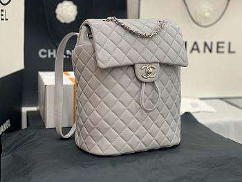 Chanel Gray Silver Hardware Backpack 91122 Size 28 x 23 x 13 cm