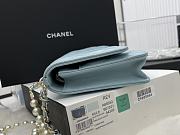 Chanel WOC Pearl Chain Light Blue Lambskin A68052 Size 19.2 x 12.3 x 3.5 cm - 6