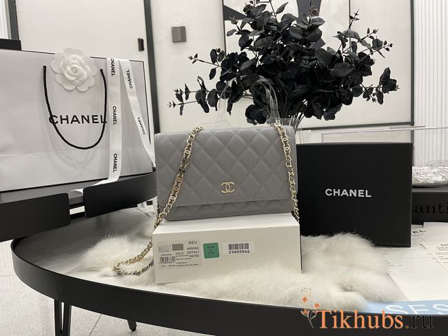 Chanel WOC CC Chain Gray Lambskin A68060 Size 19.2 x 12.3 x 3.5 cm - 1