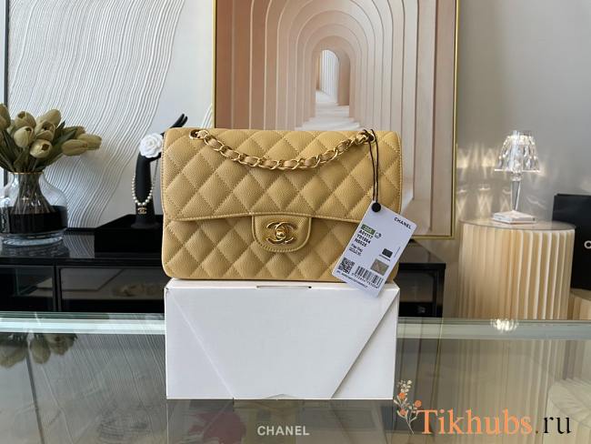 Chanel Caviar Double Flap Bag Dark Beige GHW Size 23 cm - 1