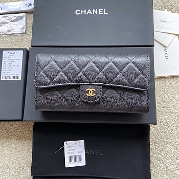 Chanel Wallet Caviar Black GHW A80758 Size 19 x 10.5 x 3 cm