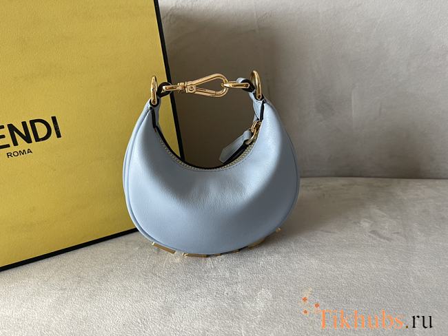 Fendi graphy Small Light Blue Leather Bag Size 16.5 x 14 x 5 cm - 1