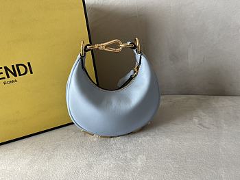 Fendi graphy Small Light Blue Leather Bag Size 16.5 x 14 x 5 cm