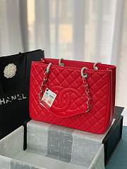 Chanel Shopping Bag Red Caviar Silver Hardware Size 33 x 24 x 13 cm - 1