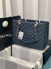 Chanel Shopping Bag Navy Blue Caviar Silver Hardware 50995 Size 33 x 24 x 13 cm - 1