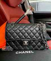 Chanel Caviar Flap Bag Black Silver Hardware Size 23cm - 1