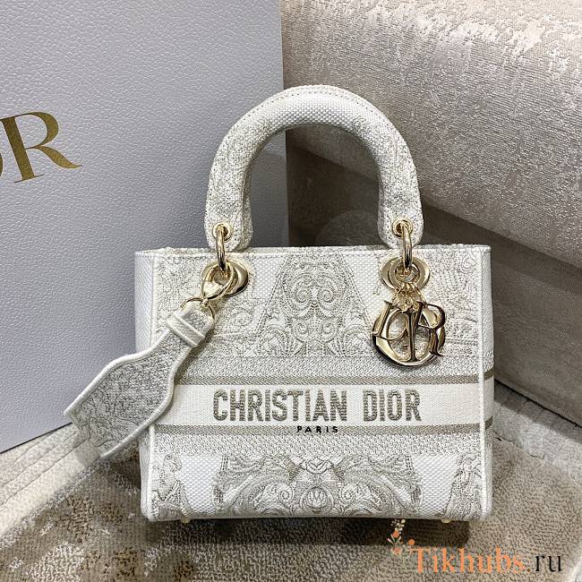 Dior Lady D-Lite Bag White Size 24 cm - 1