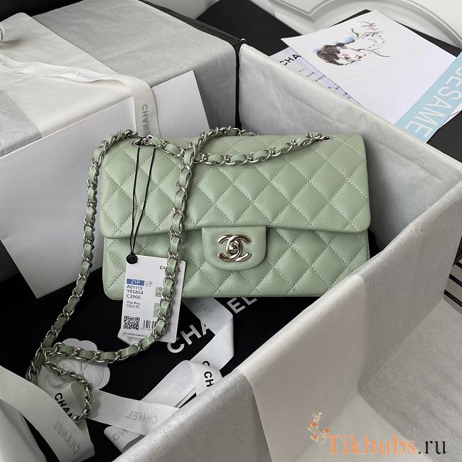 Chanel Flap Bag Caviar in Light Green 23cm with Silver Hardware A01113 - 1