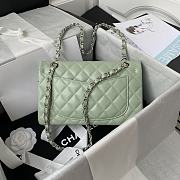 Chanel Flap Bag Caviar in Light Green 23cm with Silver Hardware A01113 - 4