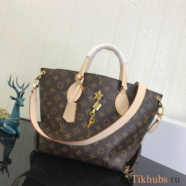 LV Original Monogram Flower Zipped Tote Mm Beige M44347 Size 36 x 28 x 17 - 1