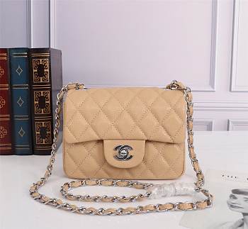Chanel Mini Flap Bag Beige Silver Hardware Size 17 cm